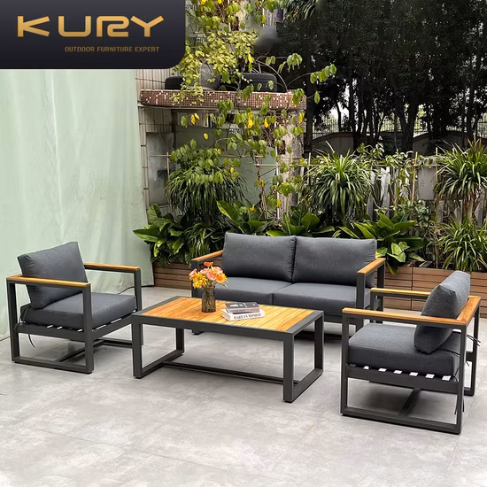 Plastic Wood Aluminum Frame Sofa Furniture Garden Outdoor Balcony Sofa