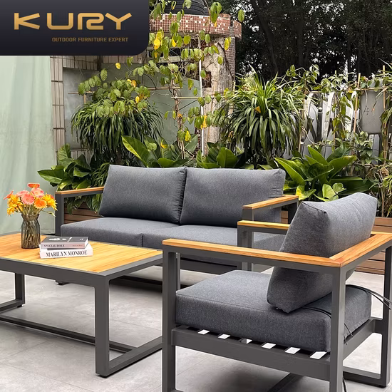 Plastic Wood Aluminum Frame Sofa Furniture Garden Outdoor Balcony Sofa