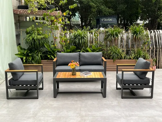 Plastic Wood Aluminum Frame Sofa Furniture Garden Outdoor Balcony Sofa