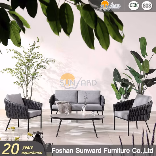 Outdoor Hotel Restaurant Patio Garden Aluminum Wicker Rope Rattan Sofa