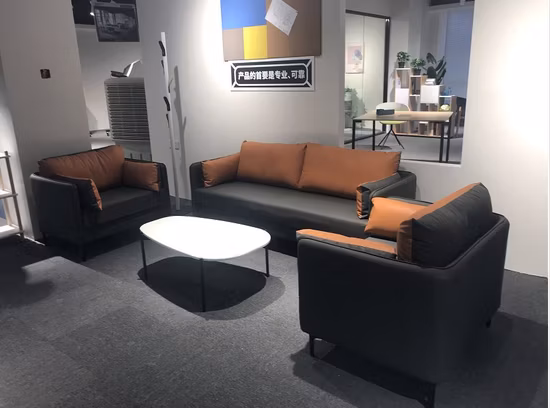 Moden Design Office Simple Single, Three Seats PU Cow Leather Sofa