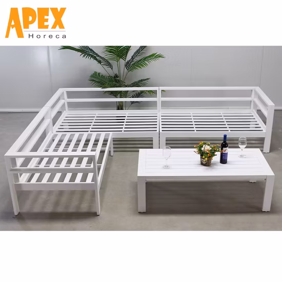 Modern Outdoor Home Garden Patio Swimming Pool Metal Aluminium Functional Furniture Lounge Leisure Corner Sofa with Coffee Table